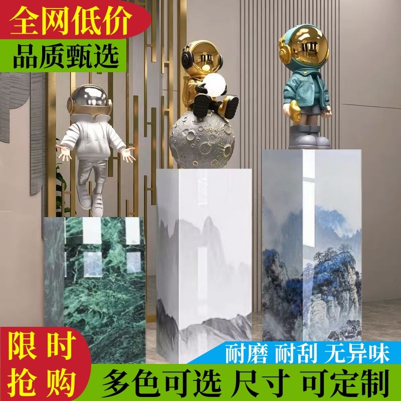 2025新c款大理石花架客厅电视旁玄关走廊酒店会所岩板花架底座摆