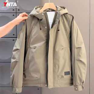 工装冲锋衣男外套男士2025新款冬季加厚宽松连帽夹克棉服男款冬装
