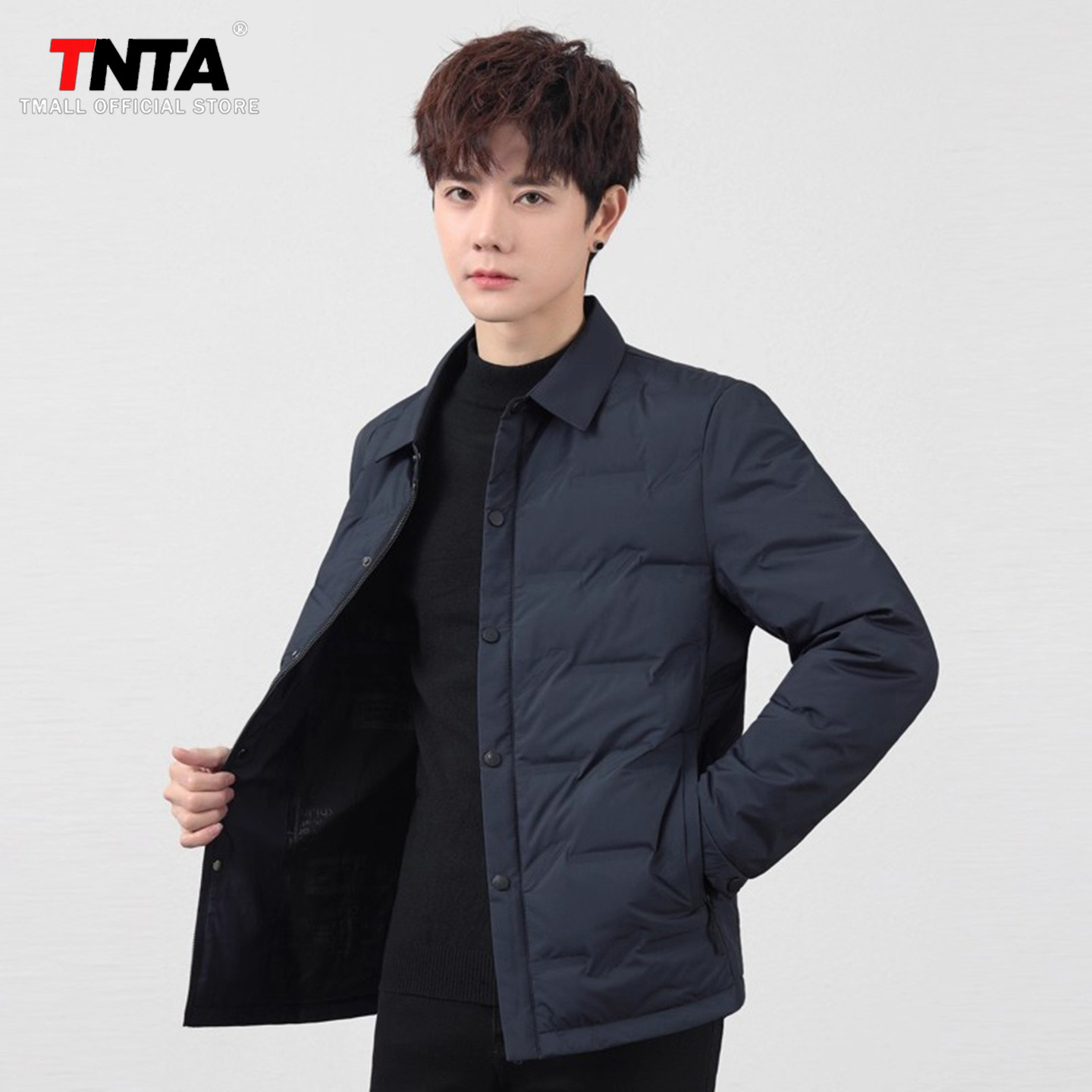 高端鹅绒轻薄羽绒服男士2025新款冬季加厚商务修身衬衫领外套男款,男装,羽绒服,淘宝优惠券,粉丝福利购,淘宝优惠卷