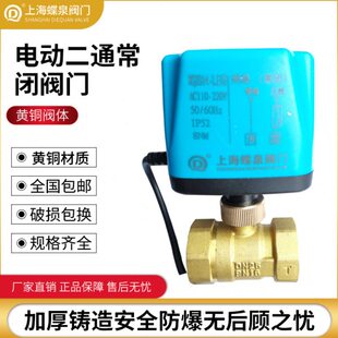 电动二通球阀220v全铜常闭常开两线电动阀水开关24Vdn15 20 25