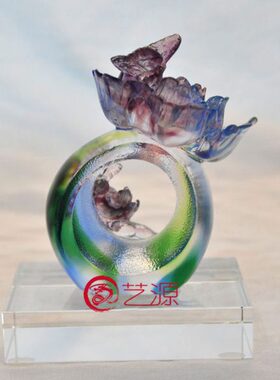 艺源 琉璃摆件花开富贵创意家居客厅电视柜酒柜新房婚房生日礼品