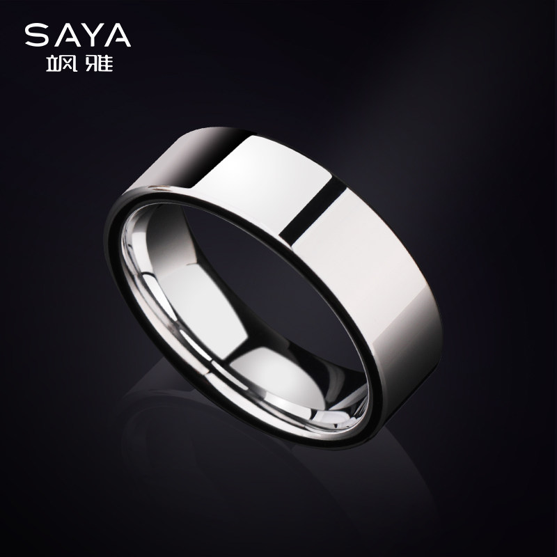 不掉色简约男女j戒指潮学生食指单身戒钨金小素圈尾戒银色男士指