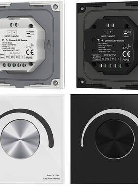 T1-K单⾊玻璃旋钮调光⾯板 频率可调 黑白可选 4A3回路588W MAX