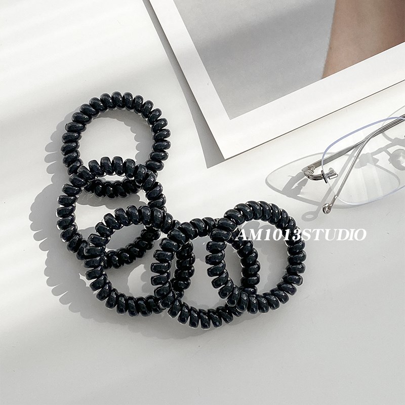 AM1013五彩斑斓黑头绳电话线发圈高弹L力耐用皮筋高低丸子头发绳