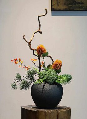 陶瓷花瓶装饰品摆件花艺枯枝花器简约现代 新中式禅意客厅侘寂风