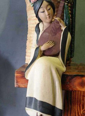 石湾陶瓷古典美女仕女精品摆件 简约创意中式家具百搭仕女中国风