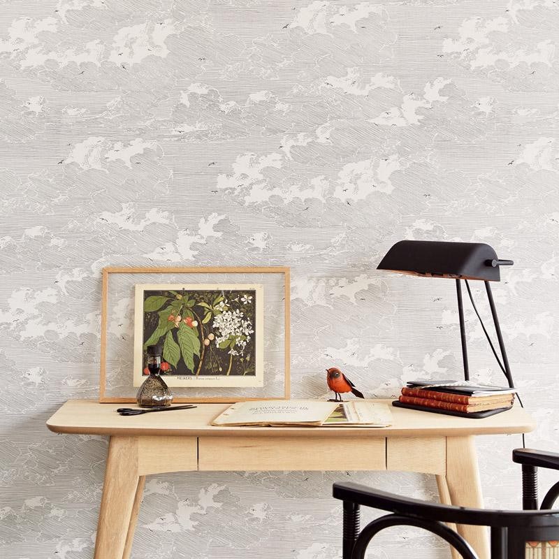 欧式风黑白素色海浪高端墙纸 淡雅客厅卧室背R景墙壁纸丝绢墙布