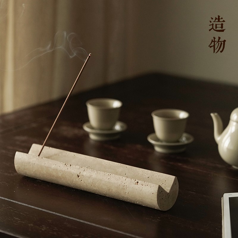大理石线香香插家用室内复古中式檀香禅意高级感创意熏.香底座托