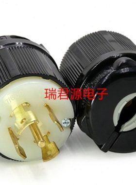 UL认证4P5W台湾NEMA L22-30P 277/480V发电机防松插头30A工业插头