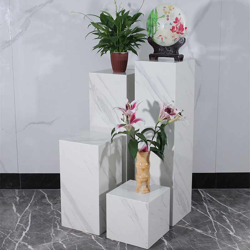 大理石方c形底座展示台白色轻奢工艺礼品摆饰陈列架客厅地台落地