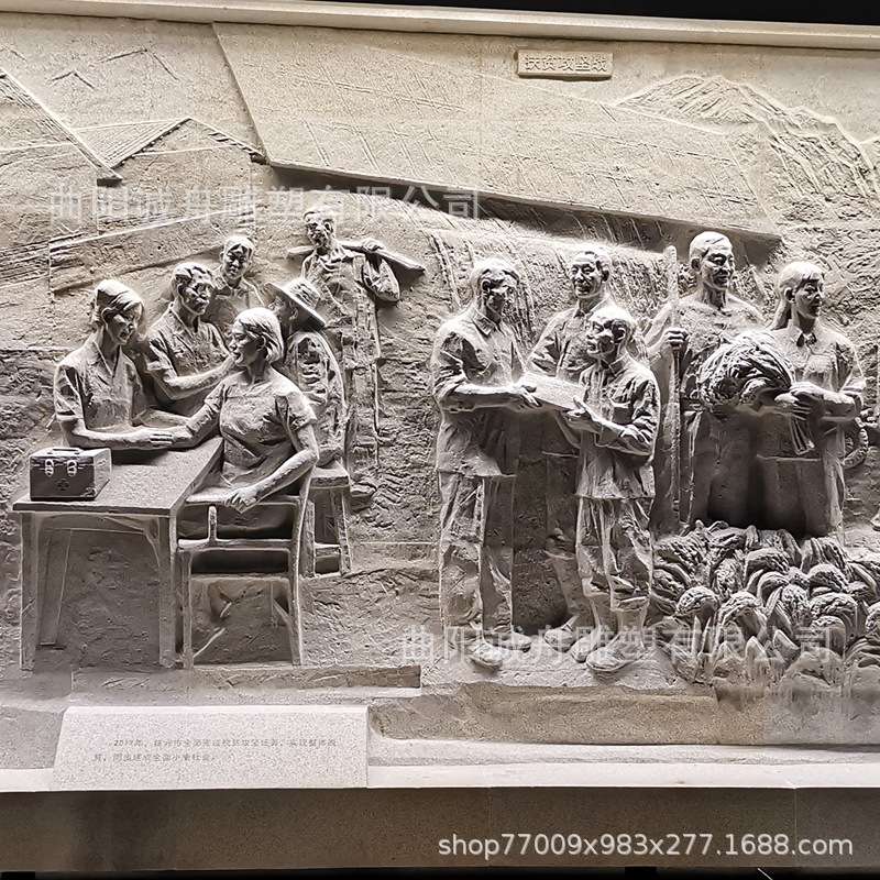 石雕浮雕黄金麻雕刻人物历史画面壁画墙深浮雕影壁室内外装饰摆件图片