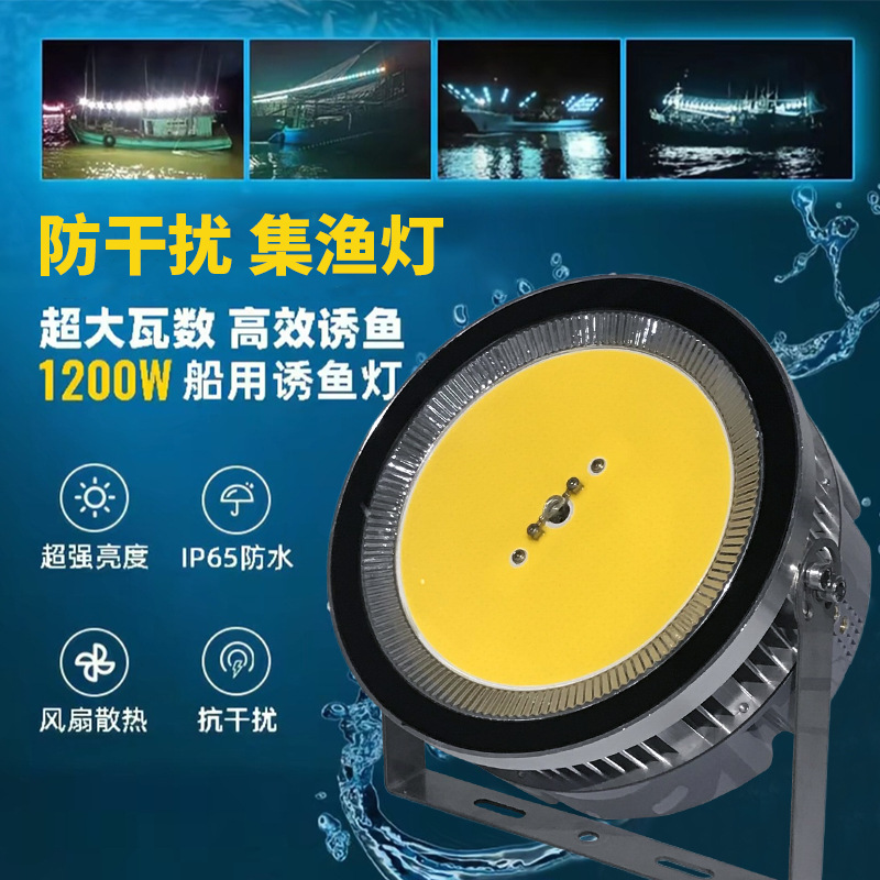 工程诱鱼高效集渔灯船用防水大功率多光色超亮投光灯
