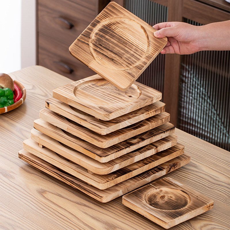 加厚炭烧方形隔热垫板煲仔饭隔热垫实木锅托砂锅T托盘木底座商用