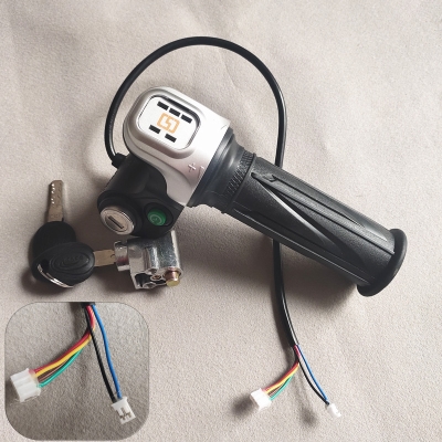 松吉锂电动车调速转把36rV48V60V5灯电量y显示屏带钥匙右边握把手