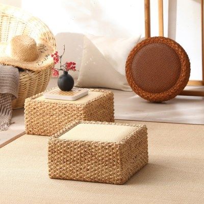 日式藤编蒲团坐垫地上家用客厅小墩茶道地板飘窗榻榻米坐墩圆形,居家布艺,蒲团,淘宝优惠券,粉丝福利购,淘宝优惠卷