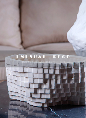 极简现代欧式马赛克网格陶瓷创意果盘收纳装饰Q盘样板间售楼处摆