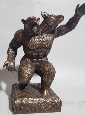 纯铜牛熊同体东i方华尔街牛办公室摆件牛斗熊扭转乾坤铜工艺品