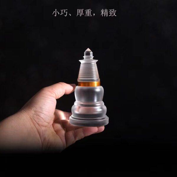 五台山大白塔磨砂水晶舍利塔装藏供养舍利子嘎乌盒菩提塔佛塔摆件