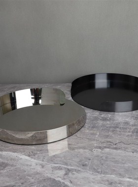 现代简约创意黑色金属错位托盘高尔夫球家居厨房餐V厅客厅桌面摆