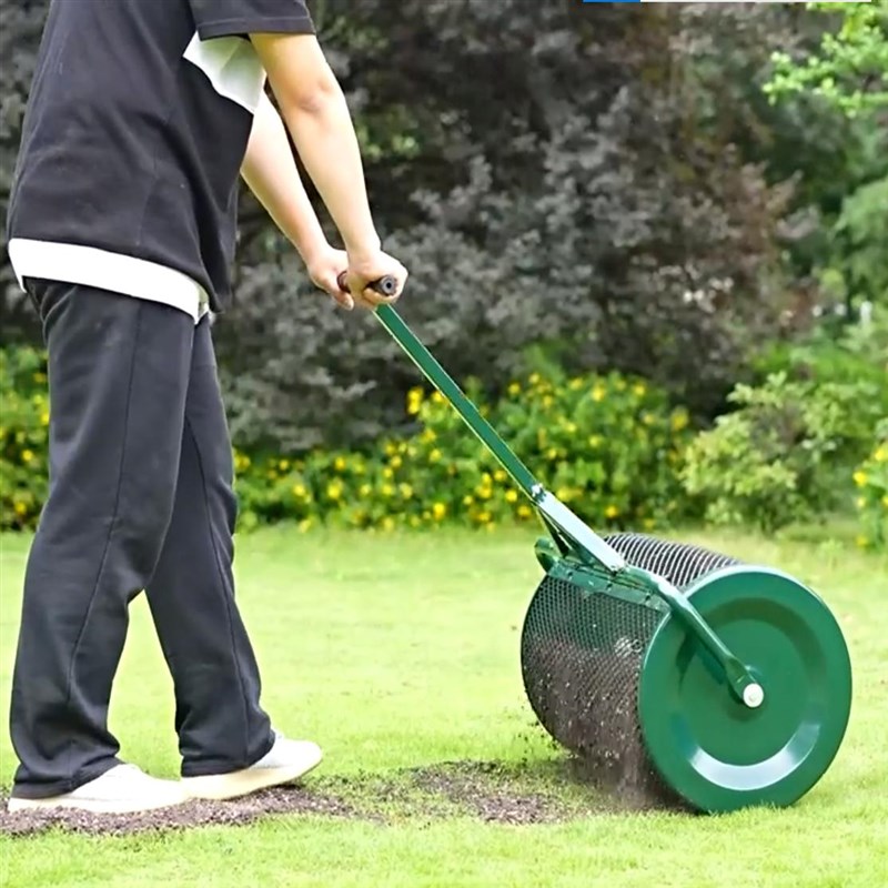 草坪网孔滚筒撒播机T型手柄金属撒布机花园护理分体Y肥料撒播器