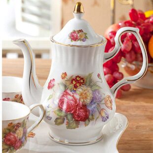 欧式咖啡茶壶轻奢鎏金茶壶家居日用客房水壶耐高温大容量茶壶