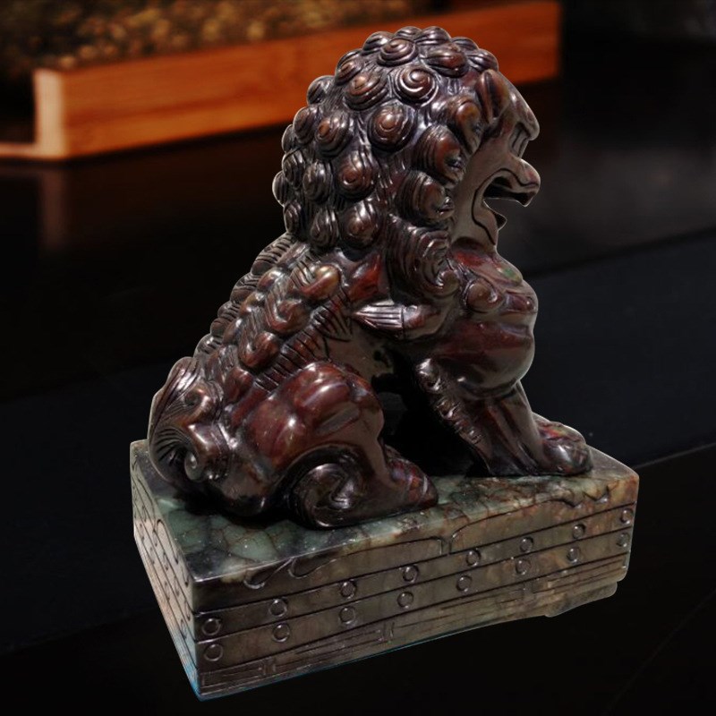 钰程本命年玉器 j高20厘米岫玉狮子摆件北京狮助运家居威武庄严门