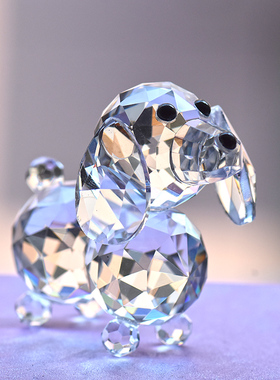 创意水晶小狗摆件十二生肖工艺品女D生生日礼物可爱情人节装饰包