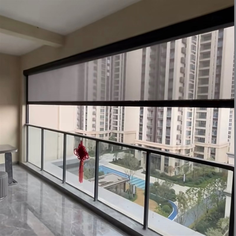 武汉市户外升降电动卷帘t智能室外阳台防风窗帘防雨隔热宜昌遮阳