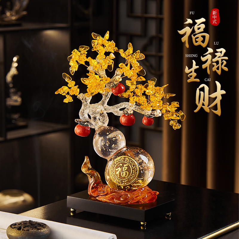 发财树葫芦摆件客厅招q财玄关电视柜酒柜店铺前台乔迁之喜开业礼