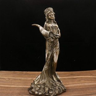 黄铜西洋人美女蜡台摆件 家居客厅供奉桌面装饰工艺品