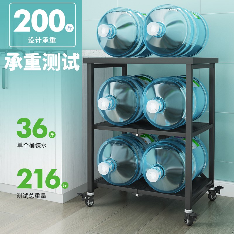 可折叠黑色厨房j置物架厨房收纳架落地多层微波炉蔬菜不锈钢置物