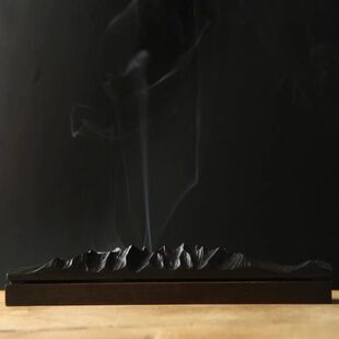 黑胡桃山形香炉线香茶室香座实木创意香插托禅意摆件手工雕刻礼品