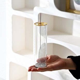 香熏炉香插倒挂香器创意线香檀香炉 伸缩香插玻璃接灰器家居摆件