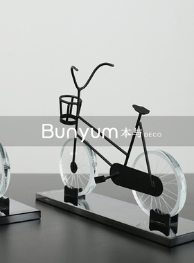 现代简约创意水晶自行车单车摆件样板间儿童房博T古架客厅软装饰