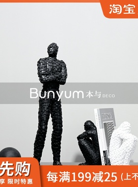 现代轻奢创意抽象人物雕r塑摆件样板房间售楼处家居软装饰品摆设