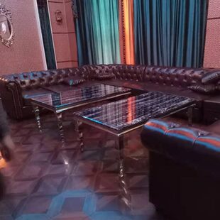 KTV茶几大理石酒吧不锈钢化玻璃会所卡座包厢清吧沐足岩板定制桌