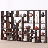 烧桐木壁挂式 博古架多宝阁茶架茶具柜现代简约客厅置物架 实木中式