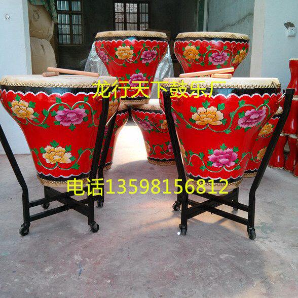 彩绘花盆鼓防五音排鼓图案防定音鼓实木牛皮大花盆鼓可定制