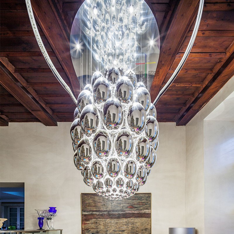 银色玻璃球吊灯酒店大堂商场中庭餐厅吧K台过道宴会厅会所售楼部