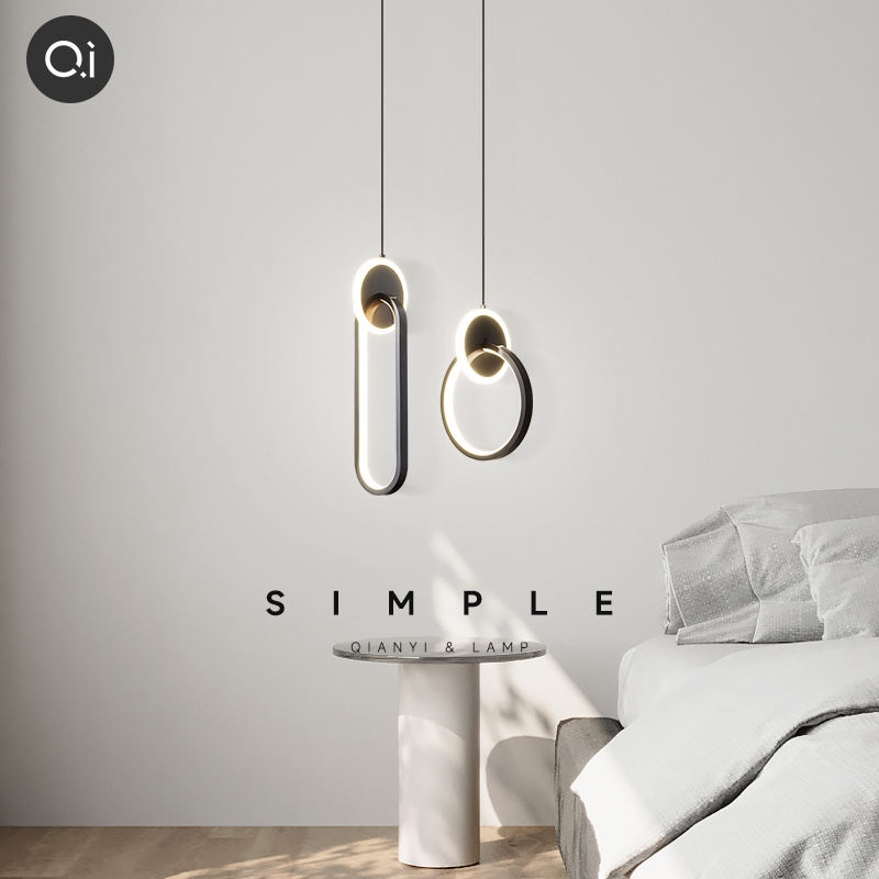 全铜床头吊灯现代简约客厅背景墙小吊灯2024P年新款网红卧室吊线