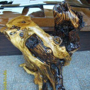 孙背祖老树根雕  根雕茶台 实木花架底座 工艺品摆件-新生