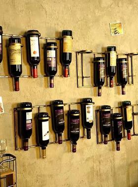 欧式创意复古e酒架壁挂家用咖啡厅墙上装饰品架铁艺红酒架壁饰挂