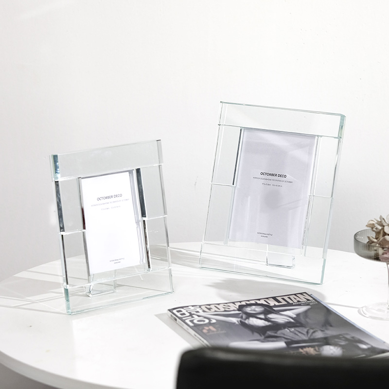现代简约透明水晶相框摆台样板y间梳妆台床头柜玻璃照片框饰品摆