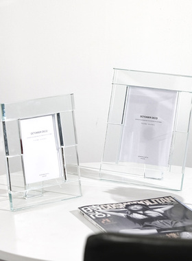 现代简约透明水晶相框摆台样板y间梳妆台床头柜玻璃照片框饰品摆