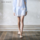 休闲简约天蓝色条纹贝壳流苏花边短裤 GUO JINGYI2026春夏新品 女士