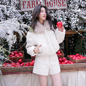 保暖白色繁星点点短款 GUO JINGYI2025秋冬新品 毛领98鹅绒服女士