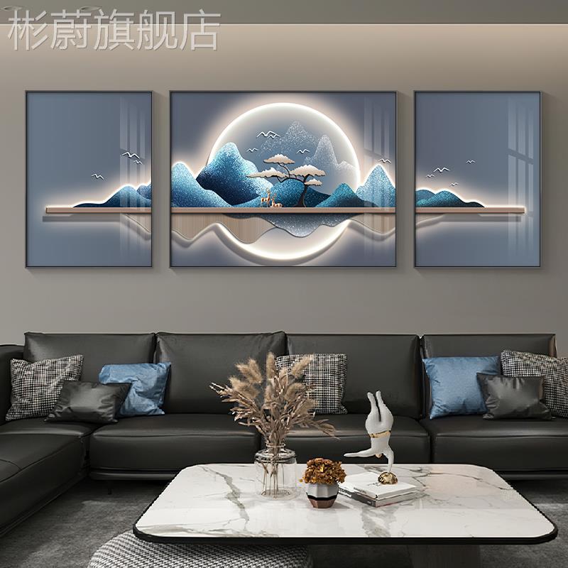 网红客厅装饰画发背景墙抽象挂沙画现代简约气鹿R壁画轻大奢镶钻图片