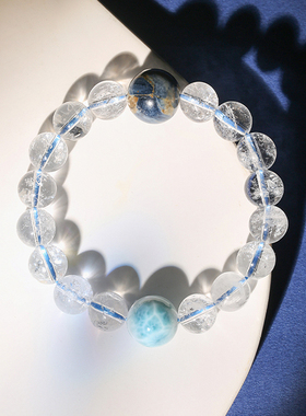 【水晶经典配g比】满龟背纹冰种海纹石 梵天阿赛水晶手链百搭男女