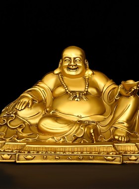 弥勒佛摆件纯铜托宝佛坐钱袋佛家居办公室店铺装饰U笑纳八方大肚