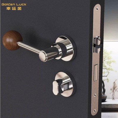 法式磁吸分体门锁室内卧室房间门把手胡桃木球把手静音.磁吸木门